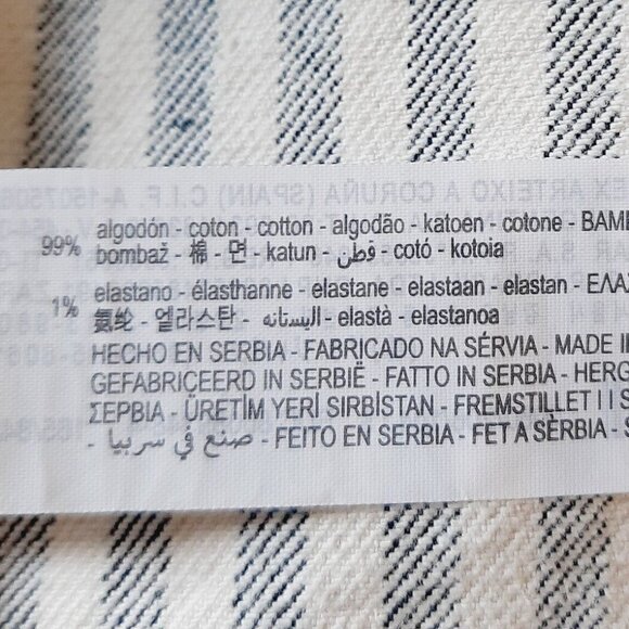 Zara Women's Denim Crop Top White Blue Striped Side Zip Bustier Tank Size Small - Picture 7 of 7